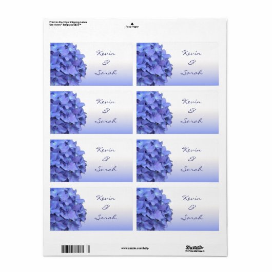 Blue Hydrangea Wedding Labels (Vorne)