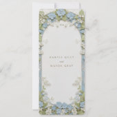 Blue Hydrangea Wedding Menu Card Einladung (Rückseite)