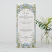 Blue Hydrangea Wedding Menu Card Einladung (Stehend Vorderseite)