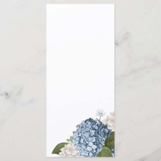Blue Hydrangea Wedding Menu Menükarte (Rückseite)