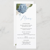 Blue Hydrangea Wedding Menu Menükarte (Vorne/Hinten)