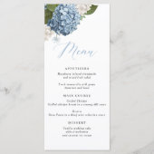 Blue Hydrangea Wedding Menu Menükarte (Vorderseite)