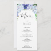 Blue Hydrangea Wedding Menu oder Brautparty Einladung (Vorderseite)