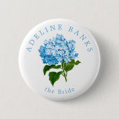 Blue Hydrangea Wedding Party The Bride Button (Vorderseite)