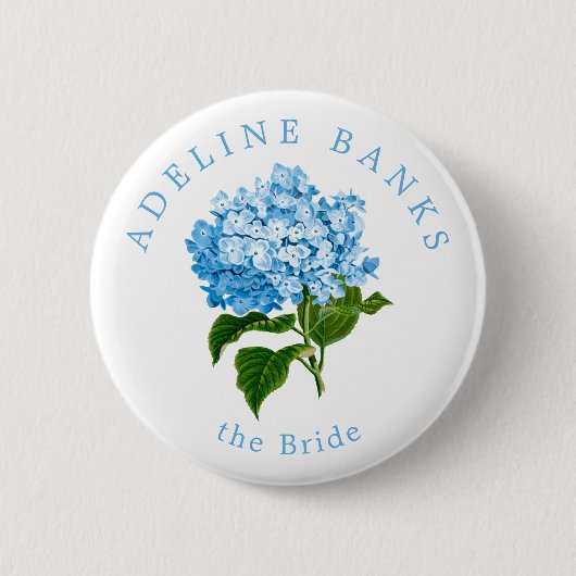 Blue Hydrangea Wedding Party The Bride Button (Vorderseite)