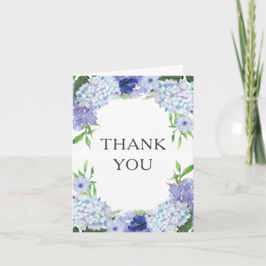 Blue Hydrangea Wedding Personalisiert Dankeschön C Einladung (Vorderseite)