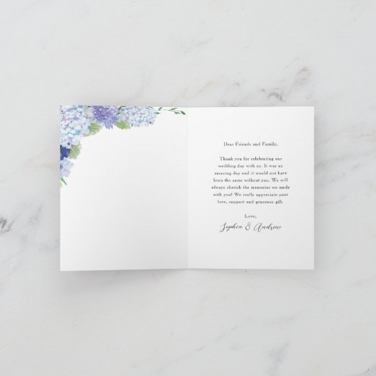 Blue Hydrangea Wedding Personalisiert Dankeschön C Einladung (Innenseite)