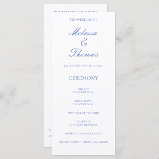 Blue Hydrangea Wedding Program (Vorne/Hinten)