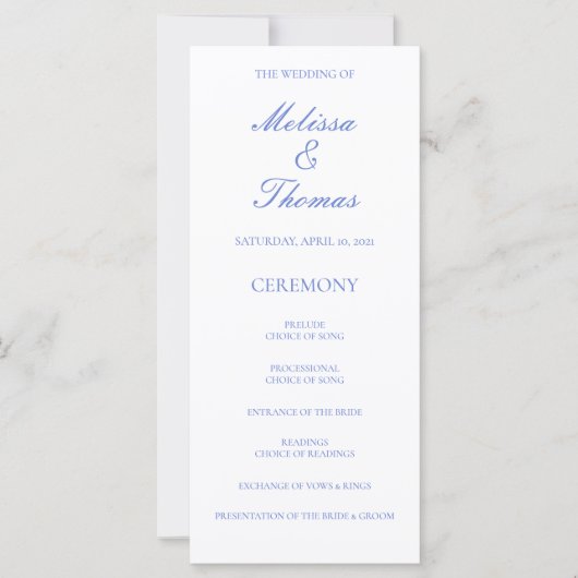 Blue Hydrangea Wedding Program (Vorderseite)