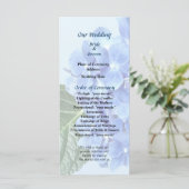 Blue Hydrangea Wedding Program Programm (Stehend Vorderseite)