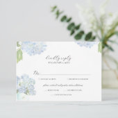 Blue Hydrangea Wedding Response Card RSVP Karte (Stehend Vorderseite)