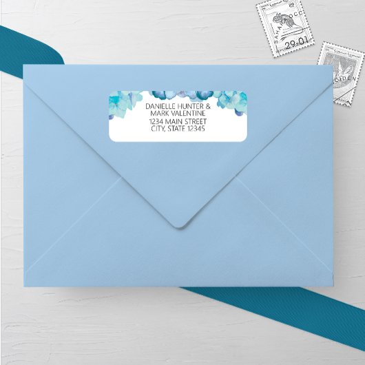 Blue Hydrangea Wedding Return Address Label