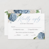 Blue Hydrangea Wedding RSVP Cards (Vorne/Hinten)