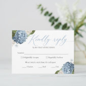 Blue Hydrangea Wedding RSVP Cards Karte (Stehend Vorderseite)
