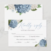 Blue Hydrangea Wedding RSVP Cards Karte (Vorne/Hinten)