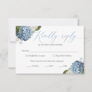 Blue Hydrangea Wedding RSVP Cards Karte