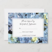 Blue Hydrangea Wedding RSVP Response Card Karte (Vorderseite)