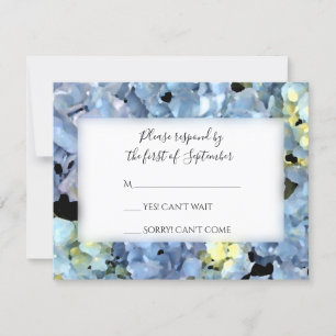 Blue Hydrangea Wedding RSVP Response Card Karte