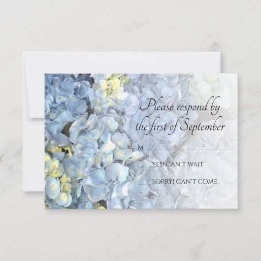 Blue Hydrangea Wedding RSVP Response Card Karte (Vorderseite)