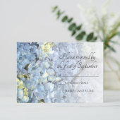 Blue Hydrangea Wedding RSVP Response Card Karte (Stehend Vorderseite)