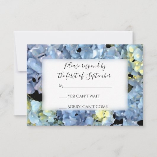 Blue Hydrangea Wedding RSVP Response Card Karte (Vorderseite)