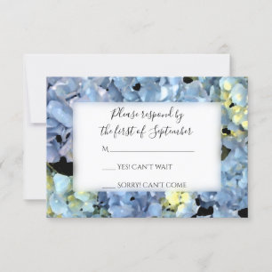 Blue Hydrangea Wedding RSVP Response Card Karte