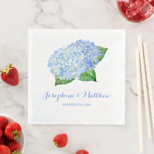 Blue Hydrangea Wedding Serviette (Beispiel)