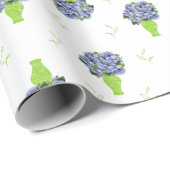  Blue Hydrangea Wedding Shower Coastal Pattern Geschenkpapier (Rolleneckpunkt)
