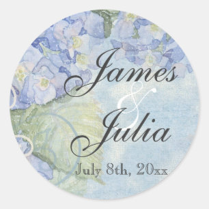 Blue Hydrangea, Wedding Siegel Runder Aufkleber