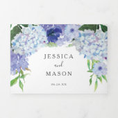 Blue Hydrangea Wedding Tri-Fold Einladungen (Cover)