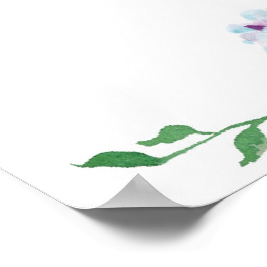 Blue Hydrangea Wedding Welcome Sign Poster (Ecke)