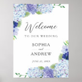 Blue Hydrangea Wedding Welcome Sign Poster (Vorne)