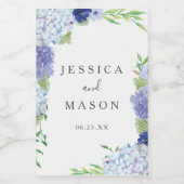 Blue Hydrangea Wedding Wine Labels Weinetikett (Einzelnes Label)