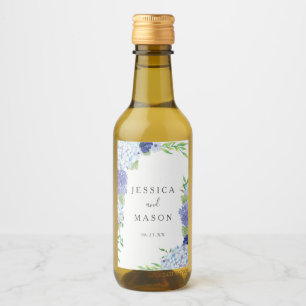 Blue Hydrangea Wedding Wine Labels Weinetikett