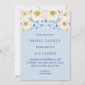 Blue Hydrangea Weißer Blumengarten Brautparty Einladung (Vorderseite)