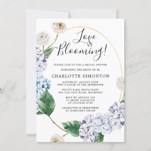 Blue Hydrangea Weißrose Brautparty Einladung