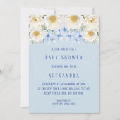 Blue Hydrangea White Floral Garden Baby Dusche Einladung (Vorderseite)