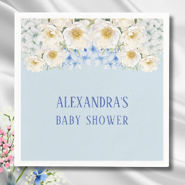 Blue Hydrangea White Floral Garden Baby Dusche Serviette