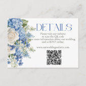Blue Hydrangea White Floral Wedding QR Code Site Begleitkarte (Vorderseite)