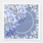 Blue Hydrangea White Lace Party Hochzeitsempfang Serviette (Vorderseite)