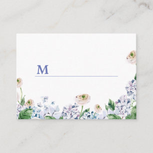 Blue Hydrangea White Rose 100. Geburtstag Platzkarte