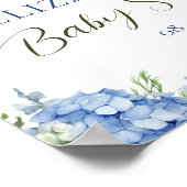 Blue Hydrangea White Roses Blumenschrift Willkomme Poster (Ecke)