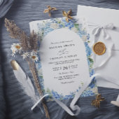 Blue Hydrangea White Roses Floral QR Code Wedding Einladung