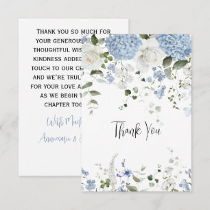 Blue Hydrangea White Roses Wedding Vielen Dank Dankeskarte