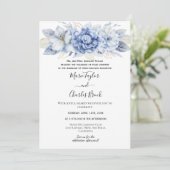 Blue Hydrangea White Wedding Einladung (Stehend Vorderseite)