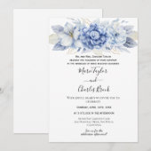 Blue Hydrangea White Wedding Einladung (Vorne/Hinten)