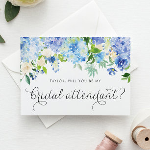 Blue Hydrangea wird meine Bridal-Begleitung sein Einladungspostkarte