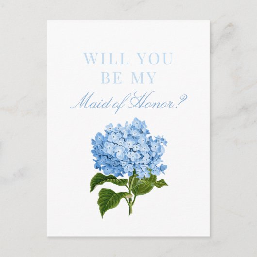 Blue Hydrangea wird meine Trauzeugin sein Postkarte (Vorderseite)