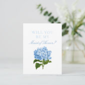 Blue Hydrangea wird meine Trauzeugin sein Postkarte (Stehend Vorderseite)