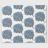 Blue Hydrangea Wrapping Paper Geschenkpapier (Flach)